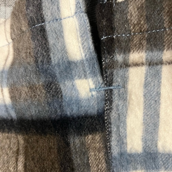 Zara Flannel Cropped jacket collared button down blue white black plaid - Picture 8 of 8